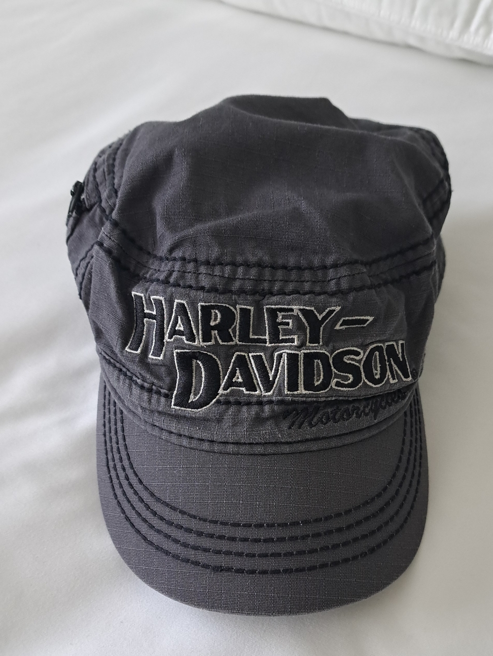 Harley-Davidson Womens Dark Gray Military Style Cap with Embroidered Logo